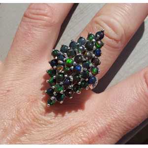 Silver ring set with black Ethiopian Opal 18 mm