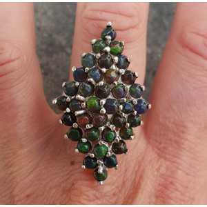 Silver ring set with black Ethiopian Opal 18 mm