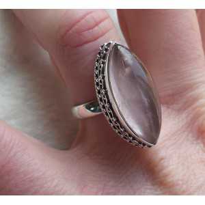 Silber ring set mit marquise Rosenquarz 17.3 mm