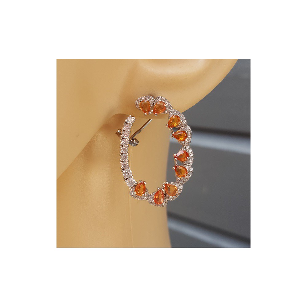 Silber Ohrringe mit orange / gelben Saphiren und Cz