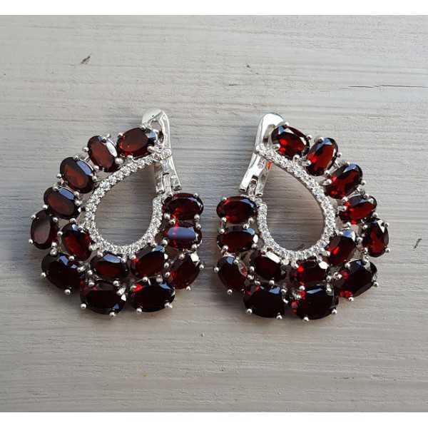 Silver earrings set with Cz and Garnet
