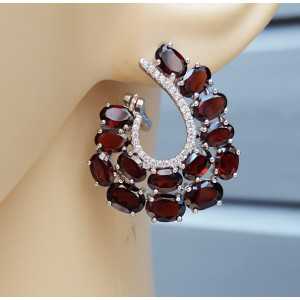 Silver earrings set with Cz and Garnet