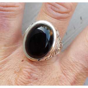 Silver ring set with Onyx (men ring) 20.5