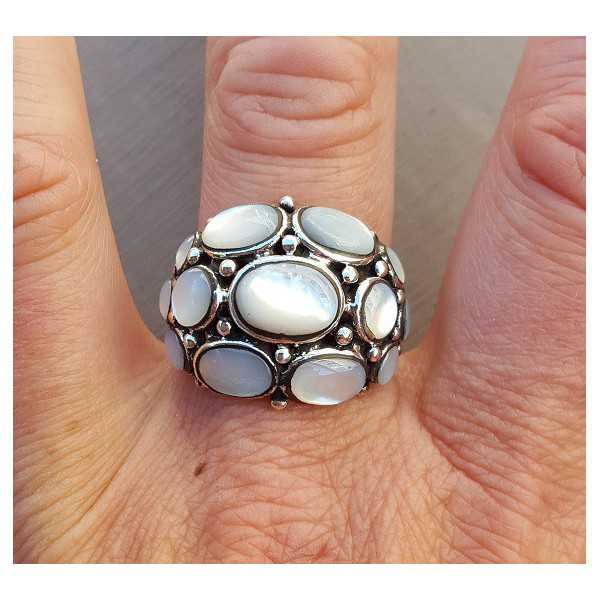 Silber ring set mit mother-of-Pearl Größe 19 mm