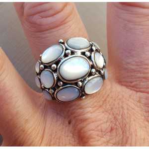 Silber ring set mit mother-of-Pearl Größe 19 mm