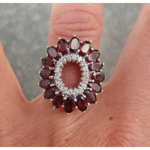 Silber ring set solitaire-Anhänger mit Granat und Diamant Cz 17.7 mm