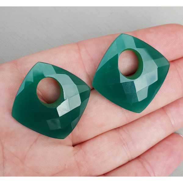 Creole hanger set of square green Onyx