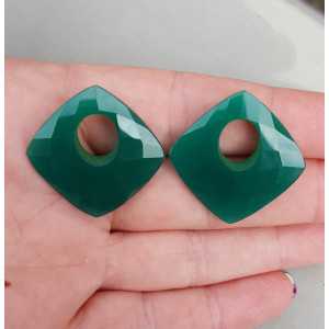 Creole hanger set of square green Onyx