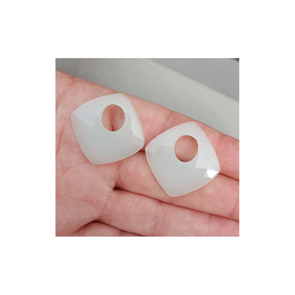 Creool hanger set vierkante zacht groene Chalcedoon