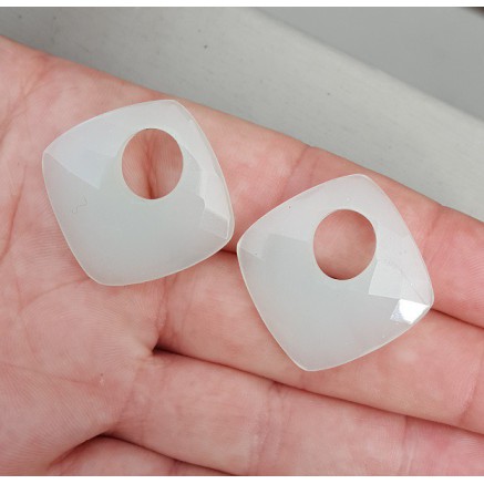 Creool hanger set vierkante zacht groene Chalcedoon