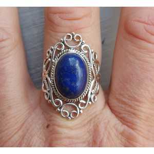 Silber ring mit Lapis Lazuli und geschnitzten Kopf 18,5 mm