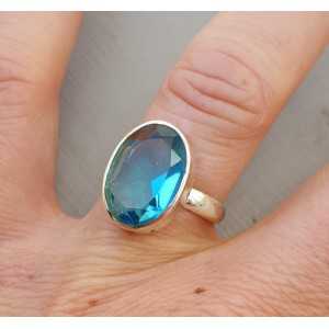 Silber ring set mit ovalen blauen Topas 17 oder 18,5 mm