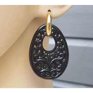 Creoles oval filligree /cut pendant of black Onyx