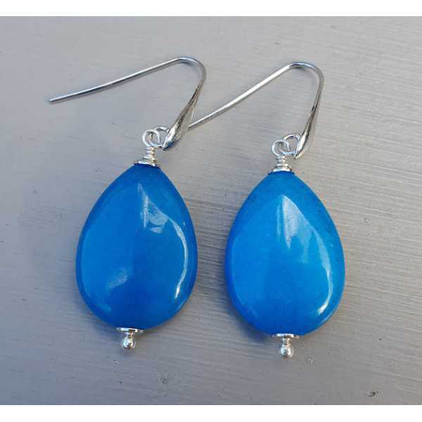 Earrings with smooth, Ocean blue Jade briolet