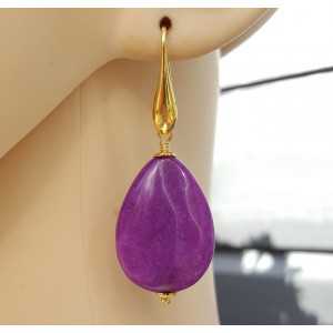 Earrings with smooth purple Jade briolet