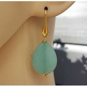 Earrings with faceted mint green Jade briolet