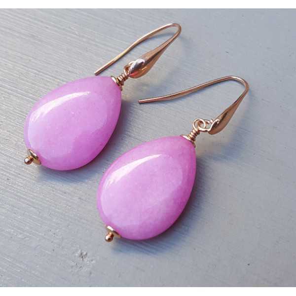 Earrings with smooth light pink, Jade briolet