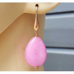 Earrings with smooth light pink, Jade briolet