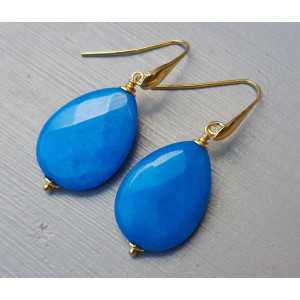 Earrings with facet ocean blue Jade briolet
