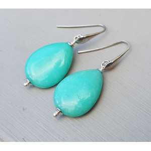 Earrings with smooth mint green Jade briolet