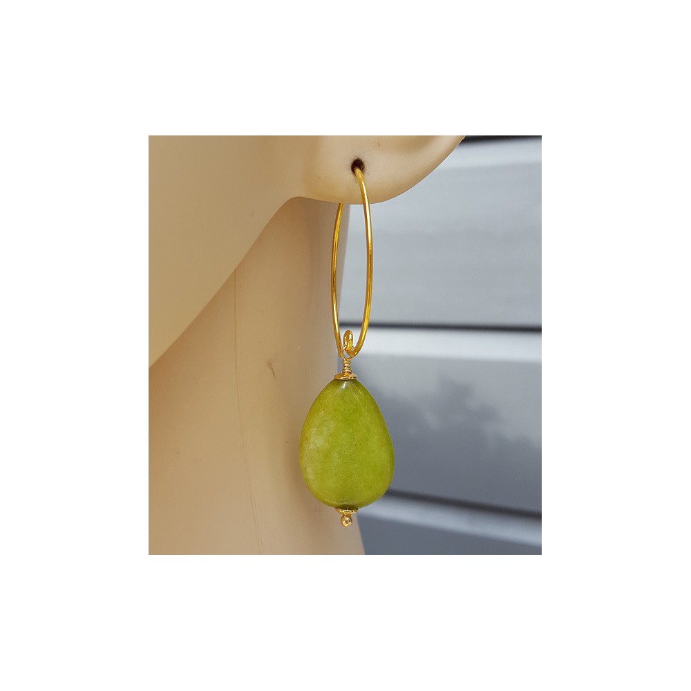 Earrings with smooth apple green Jade 