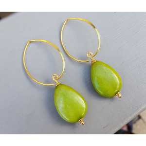 Earrings with smooth apple green Jade 