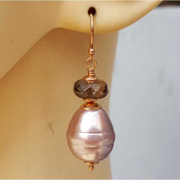 Earrings with Smokey Topaz and Mallorca Pearl