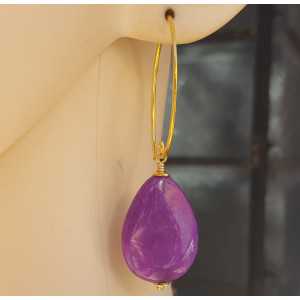 Earrings with smooth purple Jade