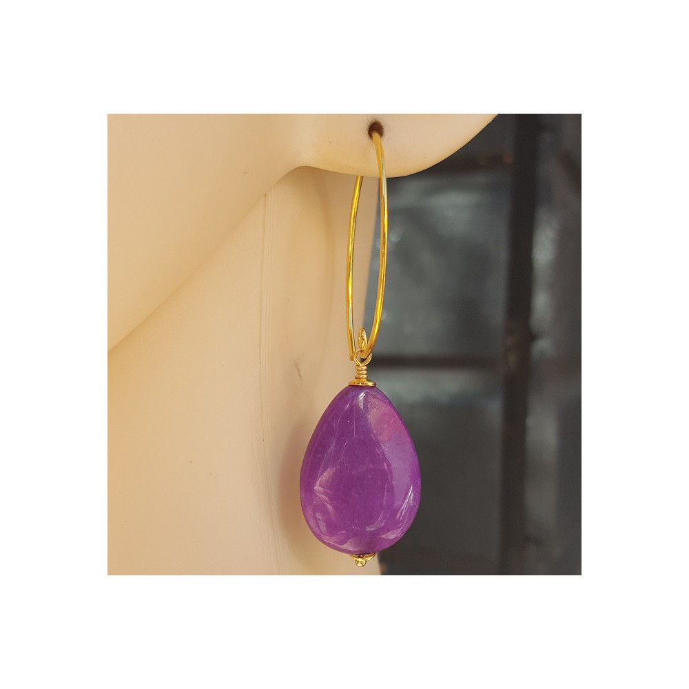 Earrings with smooth purple Jade