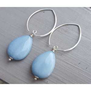 Earrings with smooth light blue Jade
