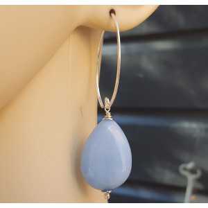 Earrings with smooth light blue Jade