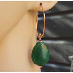 Earrings with smooth green Jade