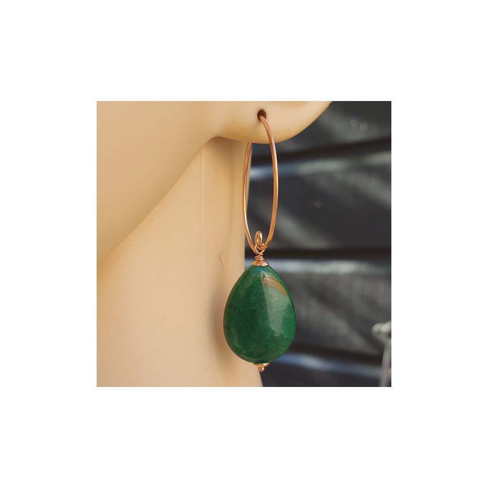 Earrings with smooth green Jade