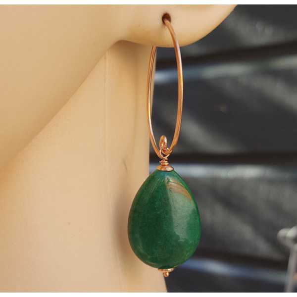 Ohrringe mit glatte grüne Jade
