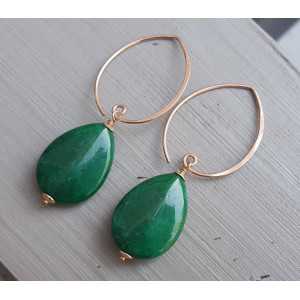 Earrings with smooth green Jade