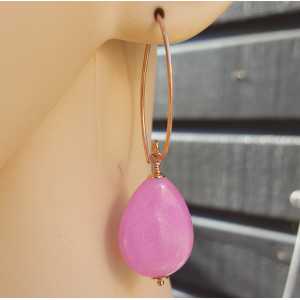 Earrings with smooth pink Jade