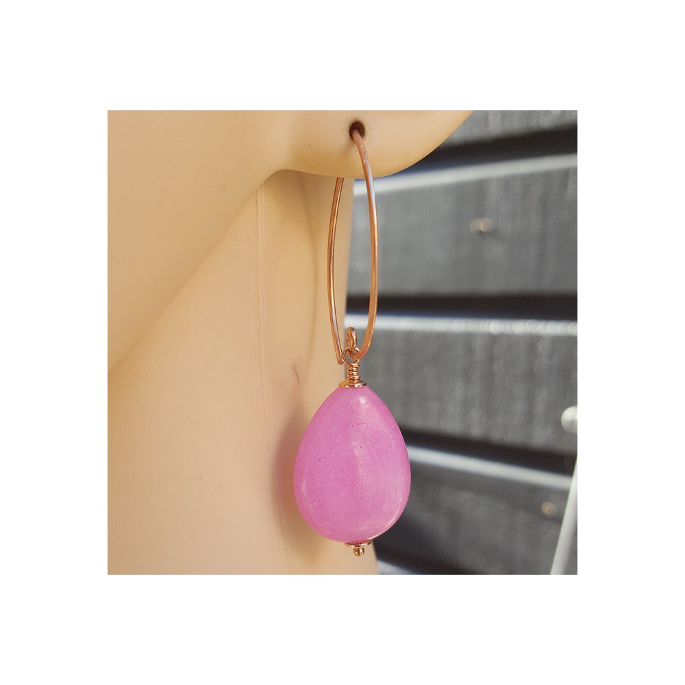 Earrings with smooth pink Jade