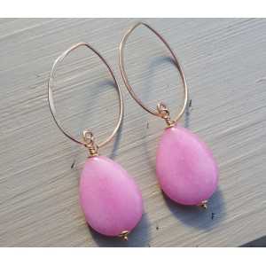 Earrings with smooth pink Jade
