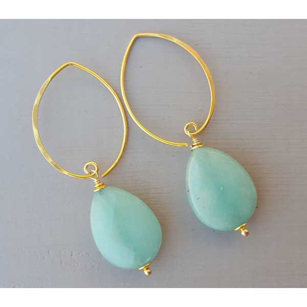 Earrings with faceted mint green Jade