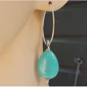 Earrings with smooth mint green Jade