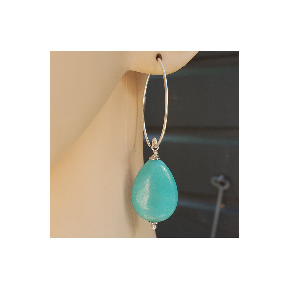 Earrings with smooth mint green Jade