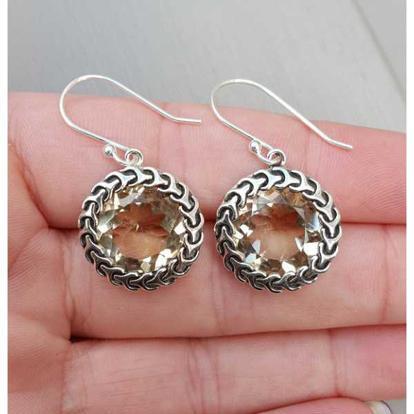 Silver earrings with round Citrine