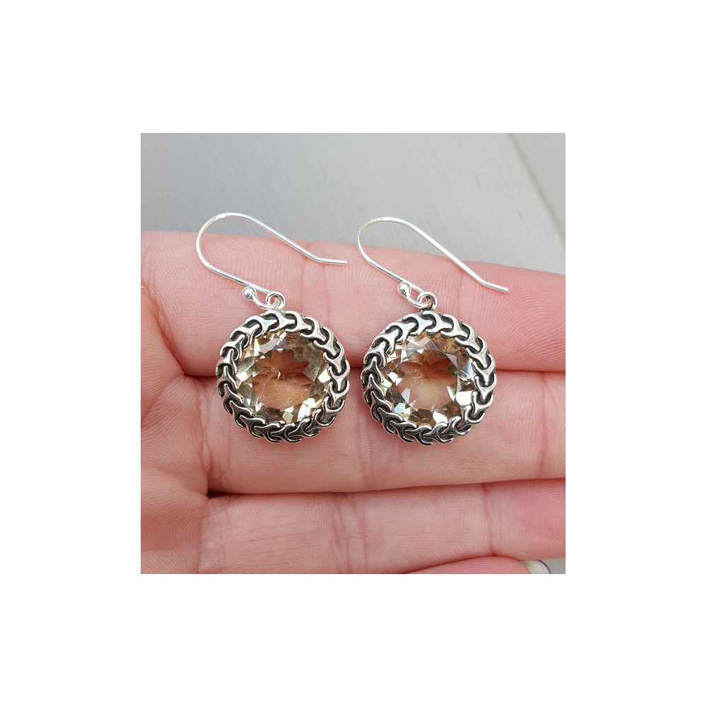 Silver earrings with round Citrine