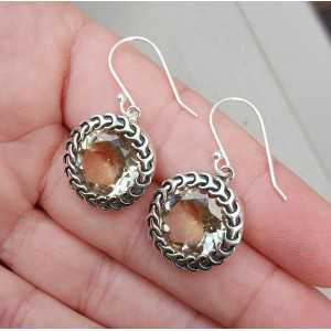 Silver earrings with round Citrine