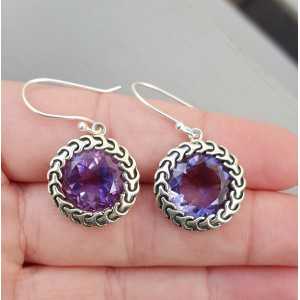 Silver earrings with round Amethyst
