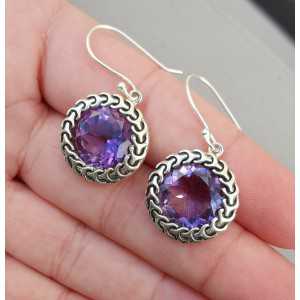 Silver earrings with round Amethyst