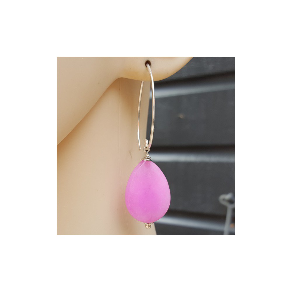 Earrings with faceted light pink Jade