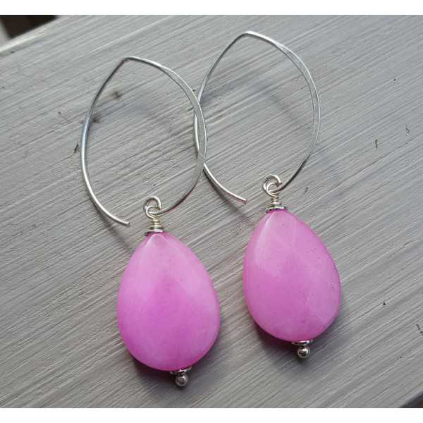 Earrings with faceted light pink Jade