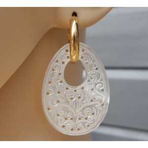Creoles oval filligree / cut out pendant, light pink Agate