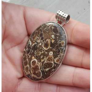 Silver pendant with large oval shaped Turitella Agate 